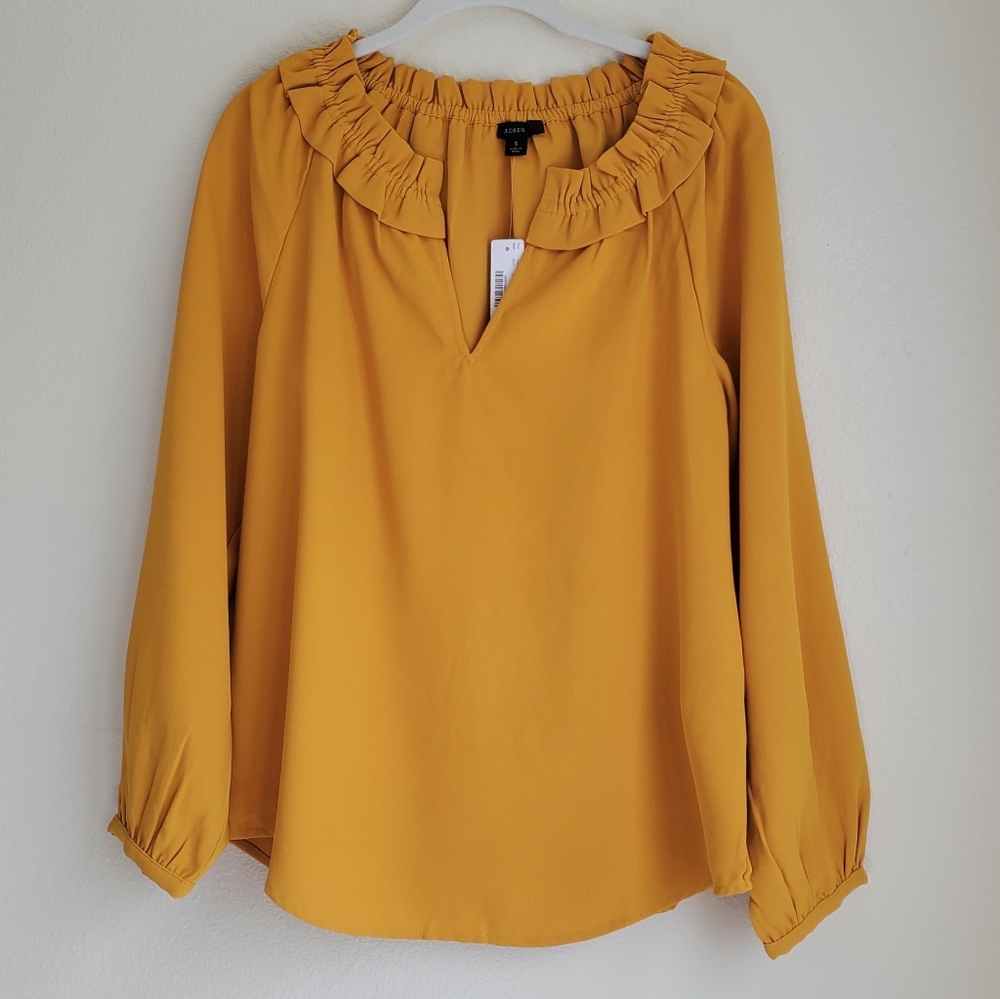 J. Crew Yellow Ruffle Blouse - Picture 3 of 6